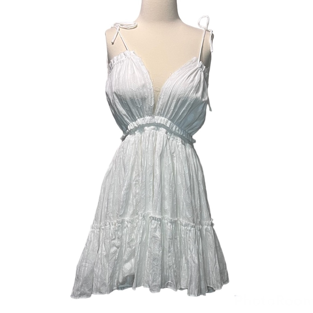NWT Olia Sundress White Polka Dot Halter Open Back Dress Size Small Flirty